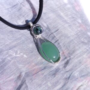 Ciondolo avventurina e perla di zoisite - Modello Neferti